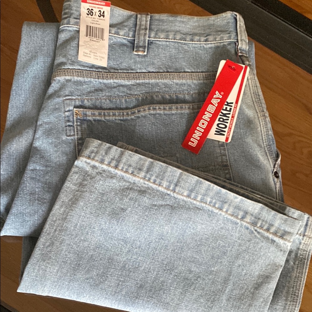 NWT Vintage UNION-BAY Men's Worker Denim Blue Relaxed Jeans